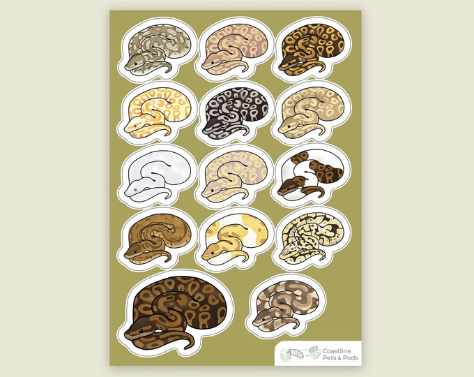 1 Pc - Vinyl Ball Python Sticker Sheet, Ball Python Decal, Snake ...