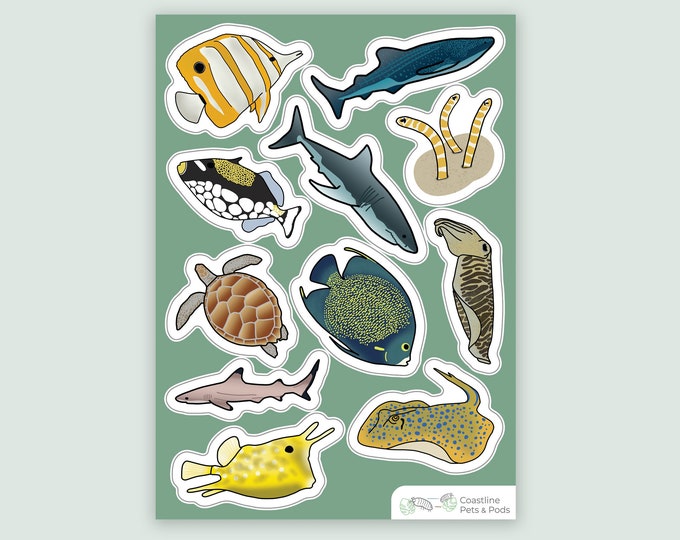 Reefruff Sticker 1 Pc - Vinyl Saltwater Fish Sticker Sheet, Coral Reef Stickers, Ocean ...