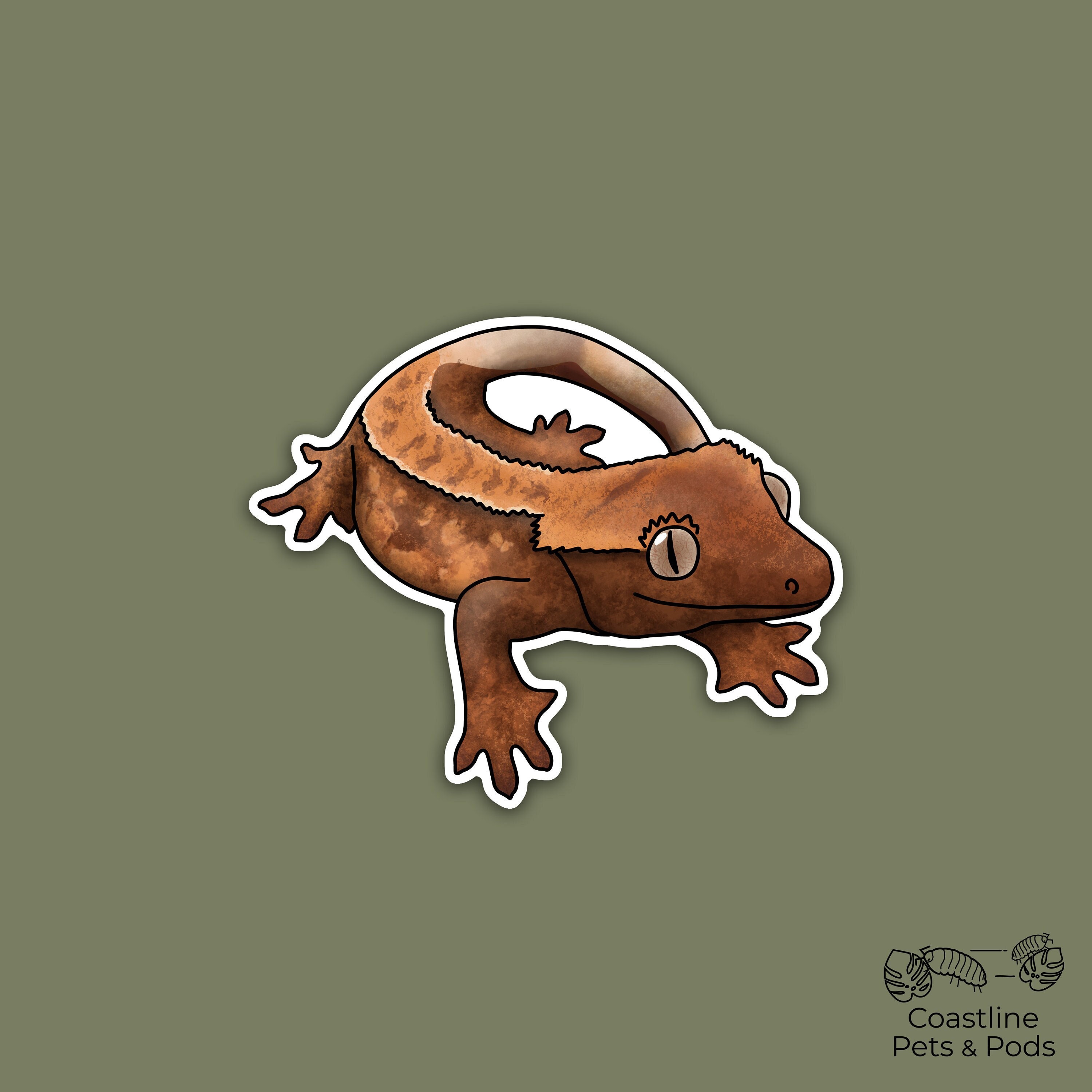 1 Pc - Vinyl Crested Gecko Sticker, Crested Gecko Decal,