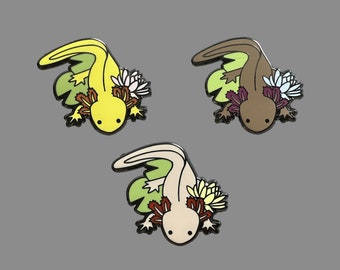 Axolotl Enamel Pins, Axolotl Pins, Axolotl Pinbacked Buttons, Axolotl Lover Gift, Amphibian Pins, Axolotl Lover Gift, Axolotl Pins