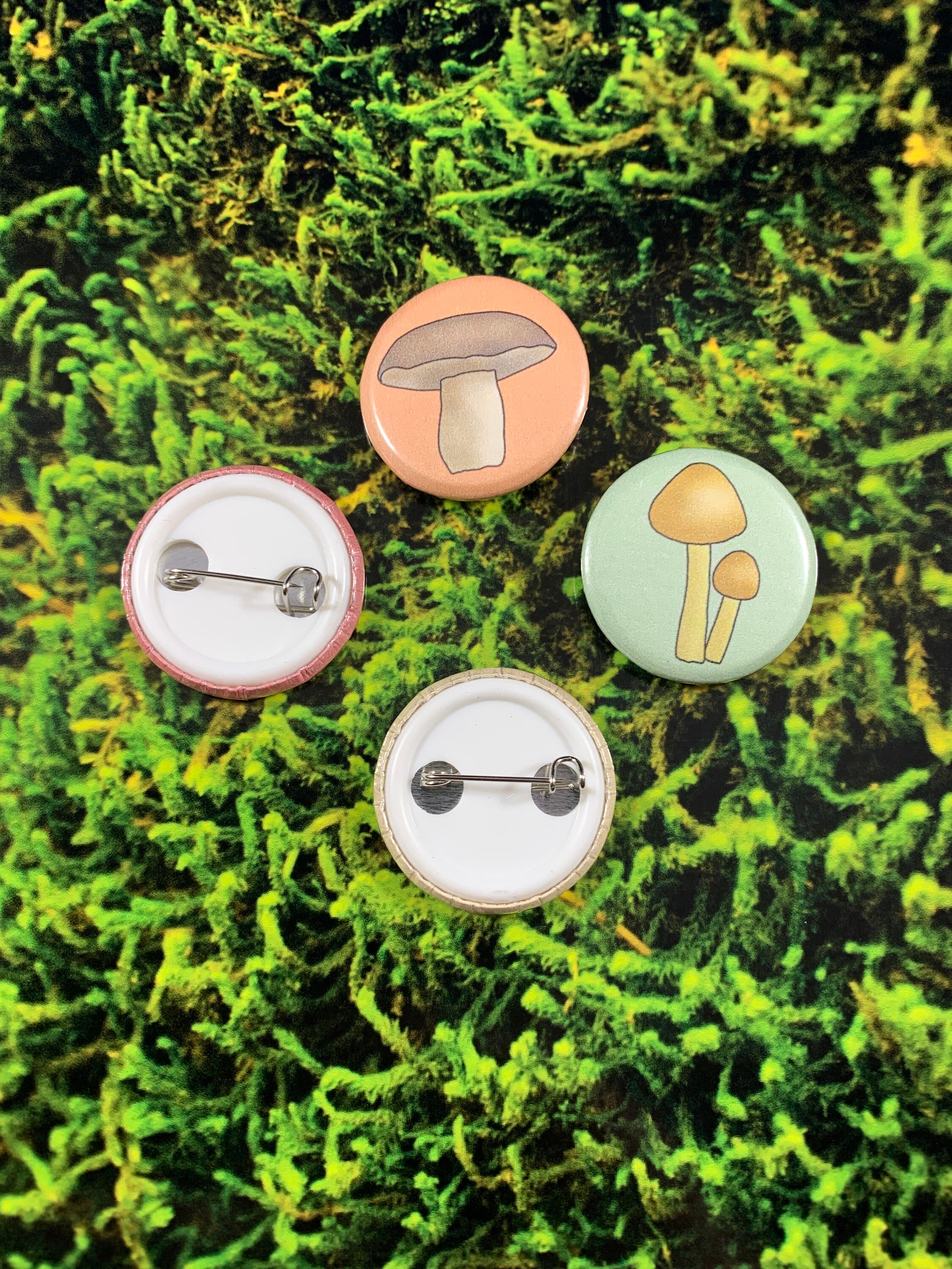 4 pcs Mushroom Pin Pack Mushroom Button Pack Nature Pins Etsy