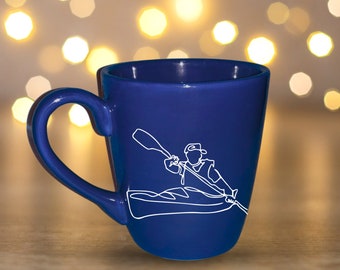 Taza de café y té pintada a mano - Diseño de línea continua - Taza de cerámica reciclada - Múltiples opciones de color y diseño