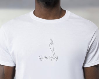 Camiseta de arte de línea continua - Chile - Bastante picante - Dibujo de línea - Camiseta blanca unisex