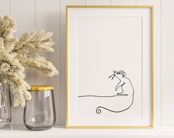 Arte de línea original pintado a mano- Ratón - Sin marco - Minimalista - Tamaños 5x7, 8x10, 11x14, 16x20, 18x24