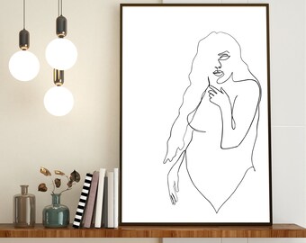 Fierce - Arte de línea continua - Figura femenina - Descarga de impresión digital