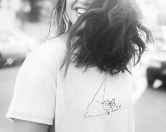Camiseta con dibujo de línea continua - Helado - Bueno, joder - Cono de helado al revés - Dibujo lineal - Camiseta unisex blanca