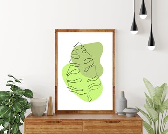 Arte de línea continua - Monstera Plant - Original Wall Art - Impresión digital