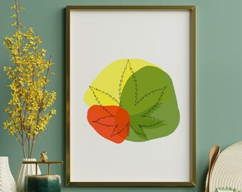 4/20 Rasta Pot Leaf Arte de línea continua - Arte de pared original - Impresión digital