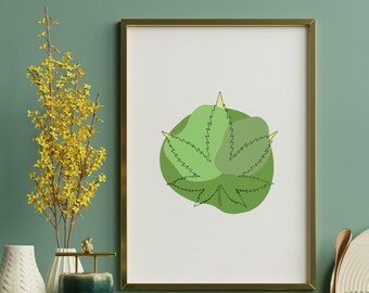 4/20 Green Pot Leaf Continuous Line Art - Arte de pared original - Impresión digital