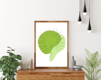 Arte de línea continua - Planta de palma de abanico - Arte mural original - Impresión digital