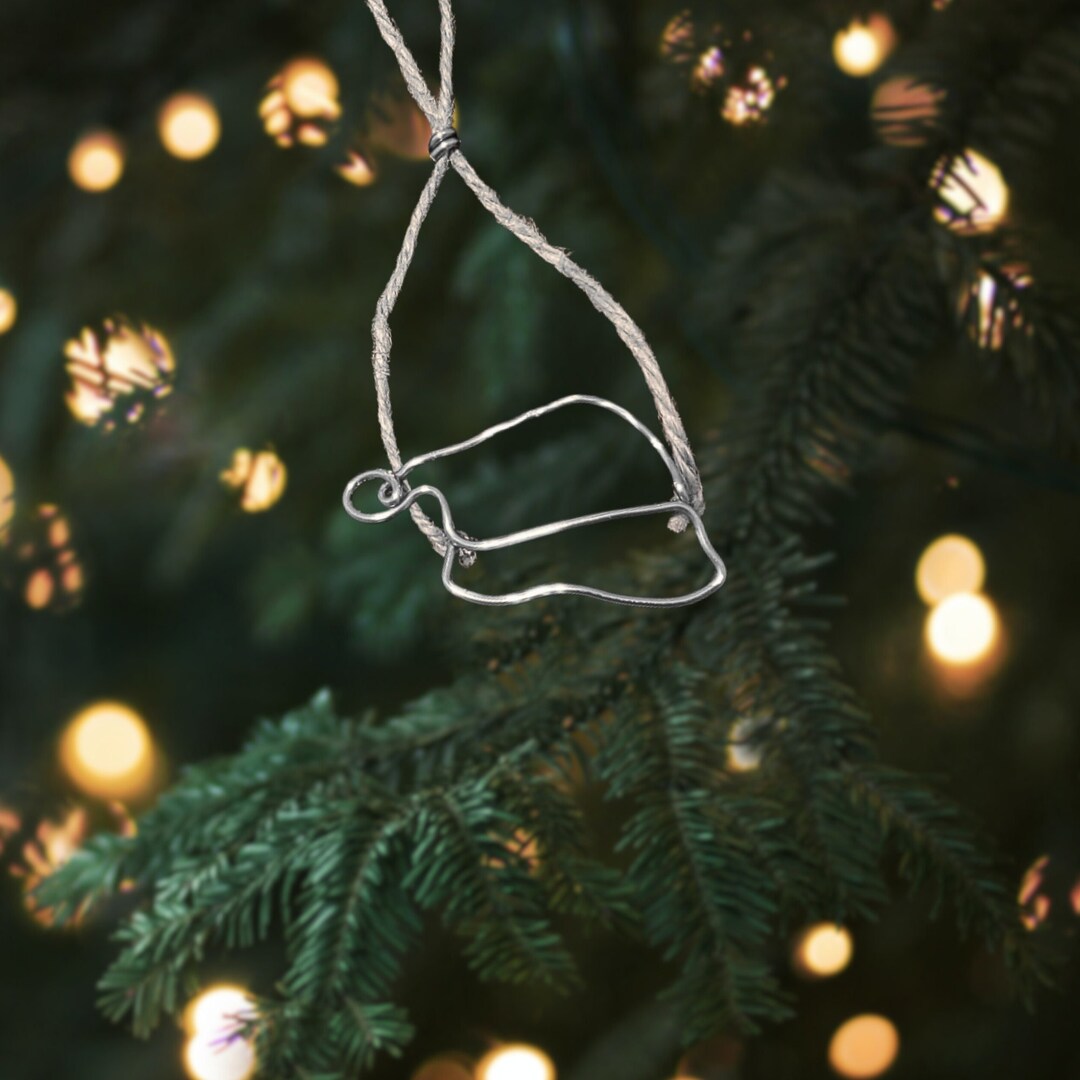 Handmade Christmas Tree Ornament Santa Hat Aluminum Wire With Twine
