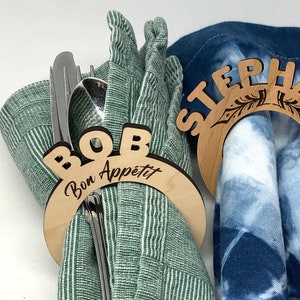 Personalized napkin ring laser cut wood