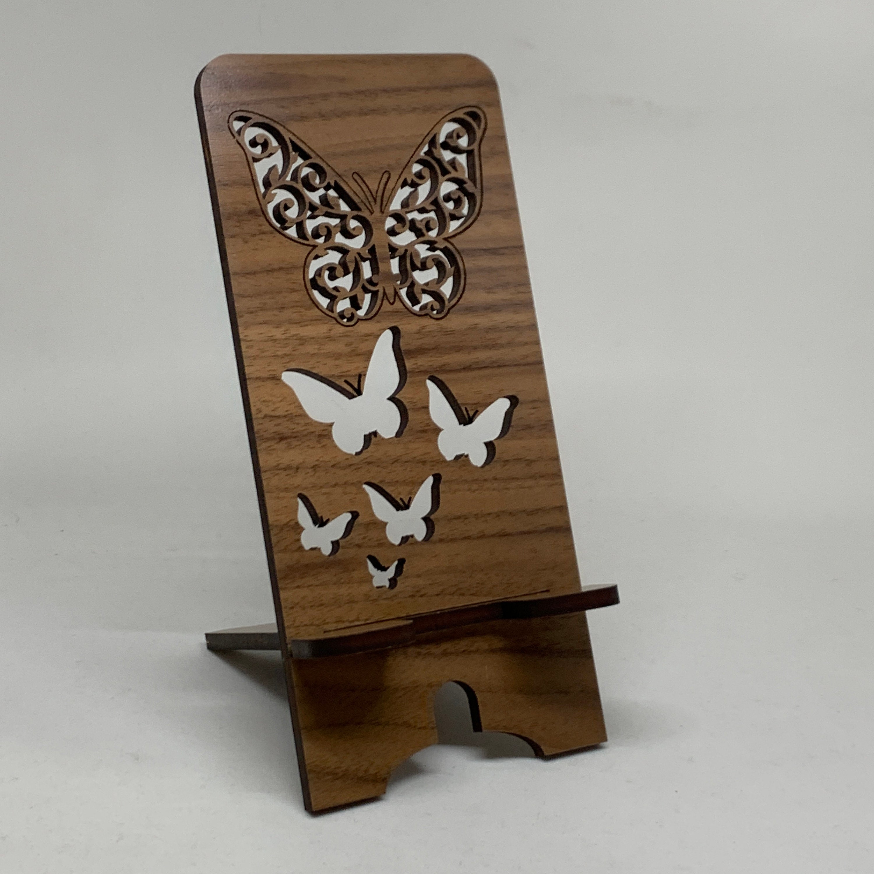 Butterfly Wood Phone Holder. Laser Cut Stand. Can Be Personalized