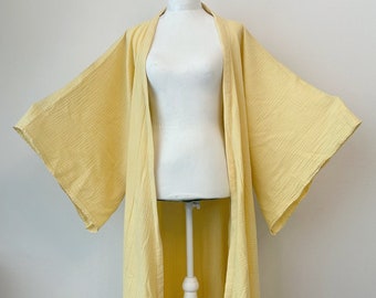 Lange Boho Duster Jacke Leichte Sommer Strickjacke Fantasy Robe - Banana Gelb