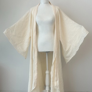 Long Boho Duster Jacket Lightweight Summer Cardigan Fantasy Robe- Cream