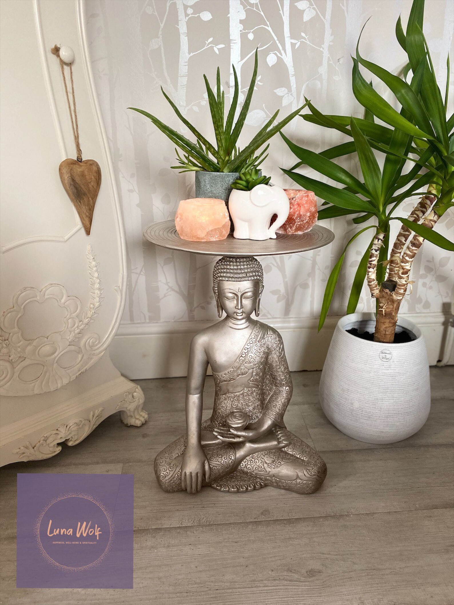 Decorative Buddha Occassional Coffee Table in Silver or ...