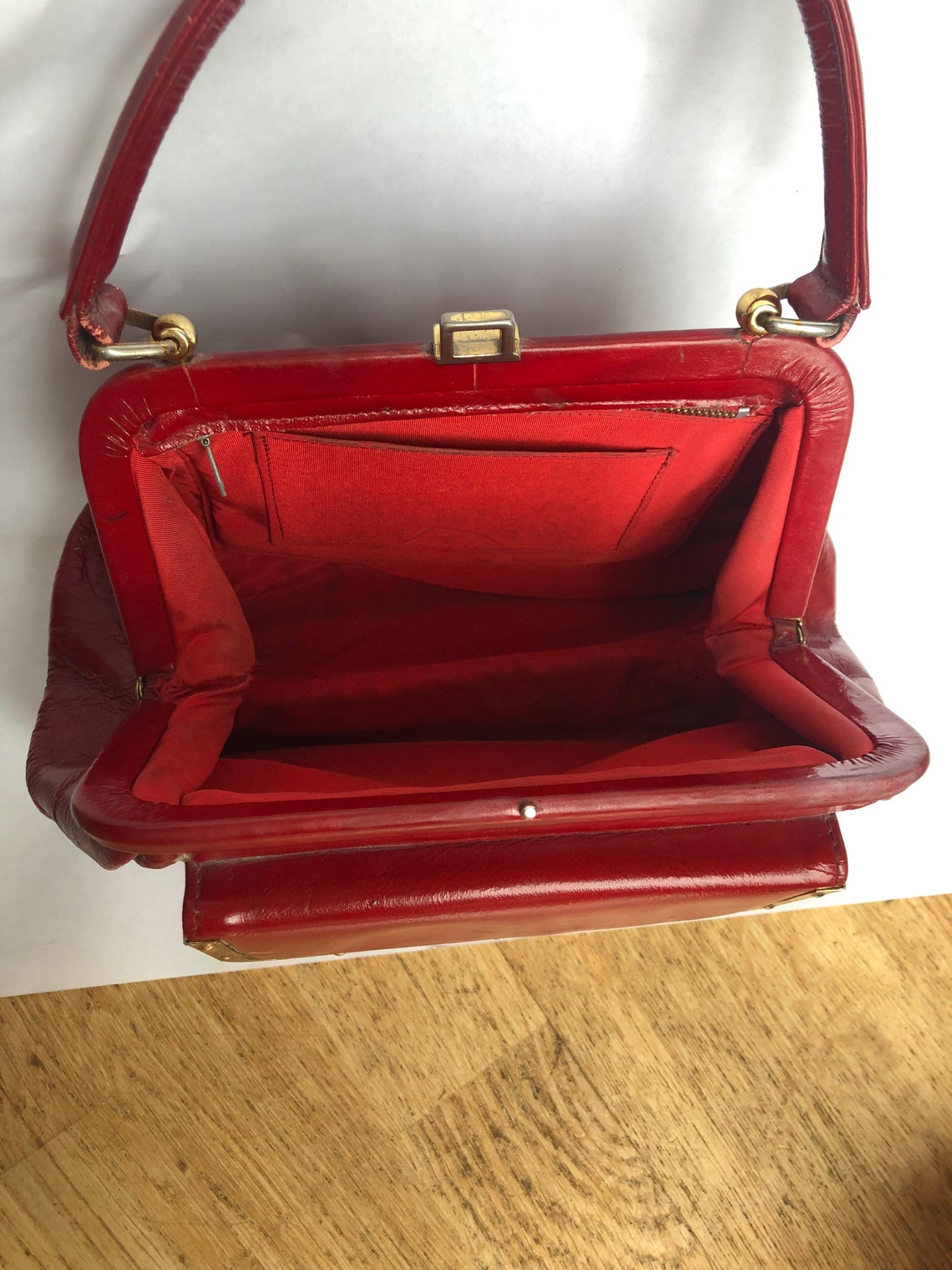 Beautiful vintage red leather bag Etsy