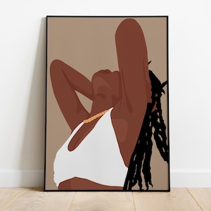 Girl With Locs, Abstract Girl Art, African American Art, Black Woman Print, Braids Art, Modern Wall Art, Black Girl Magic, Boho Girl Art