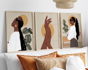 Black Girl Bedroom Art, African American Art, Black Woman Print, Girl Illustration, Book Lover ...