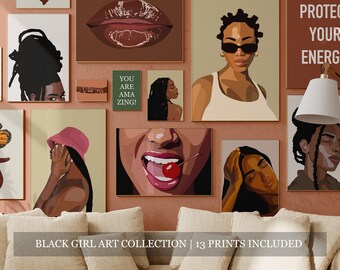 Black Girl Bedroom Art, African American Art, Black Woman Print, Girl ...