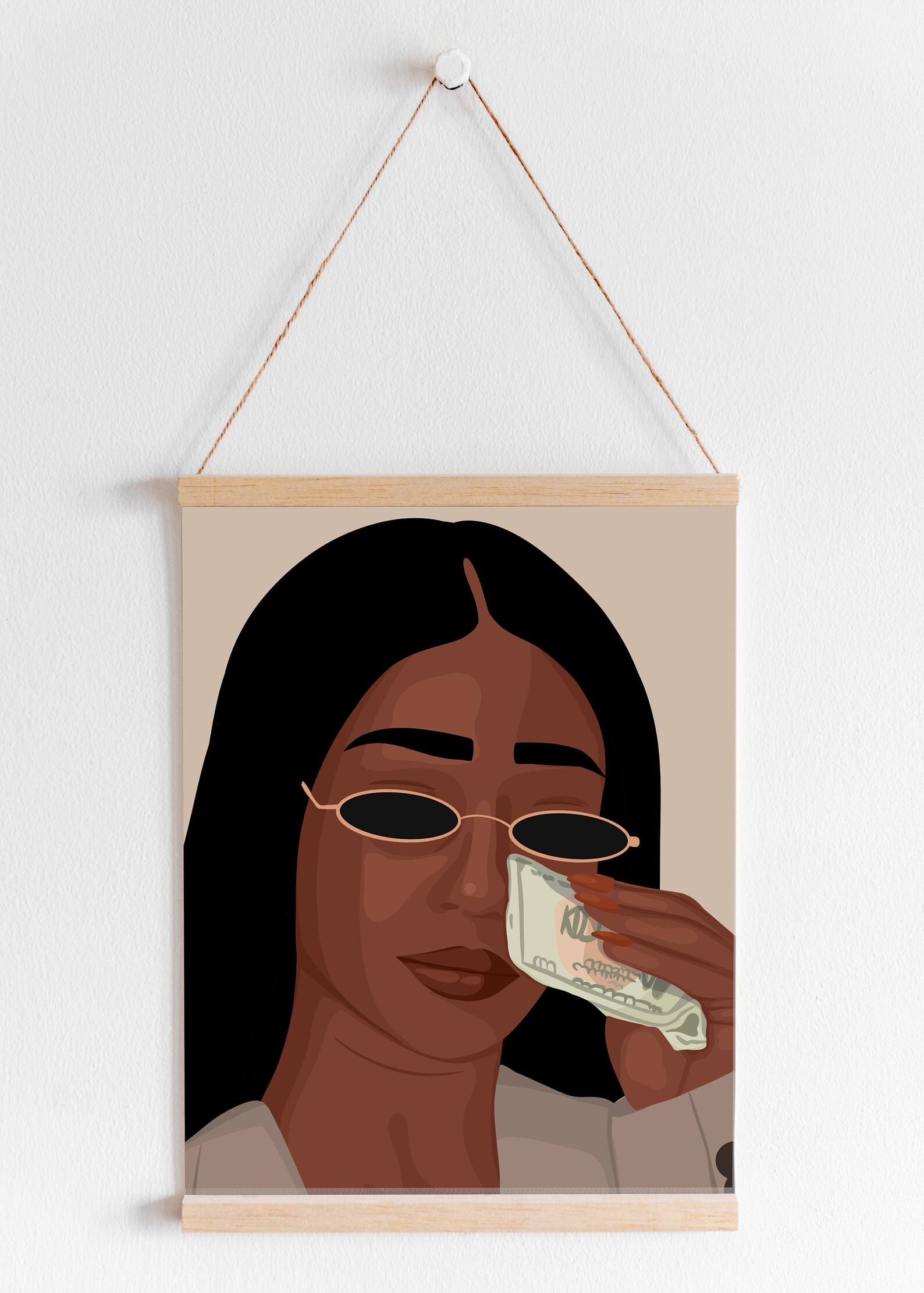 Woman Portrait Art Black Girl Art Funny Art Girl Money Art Etsy