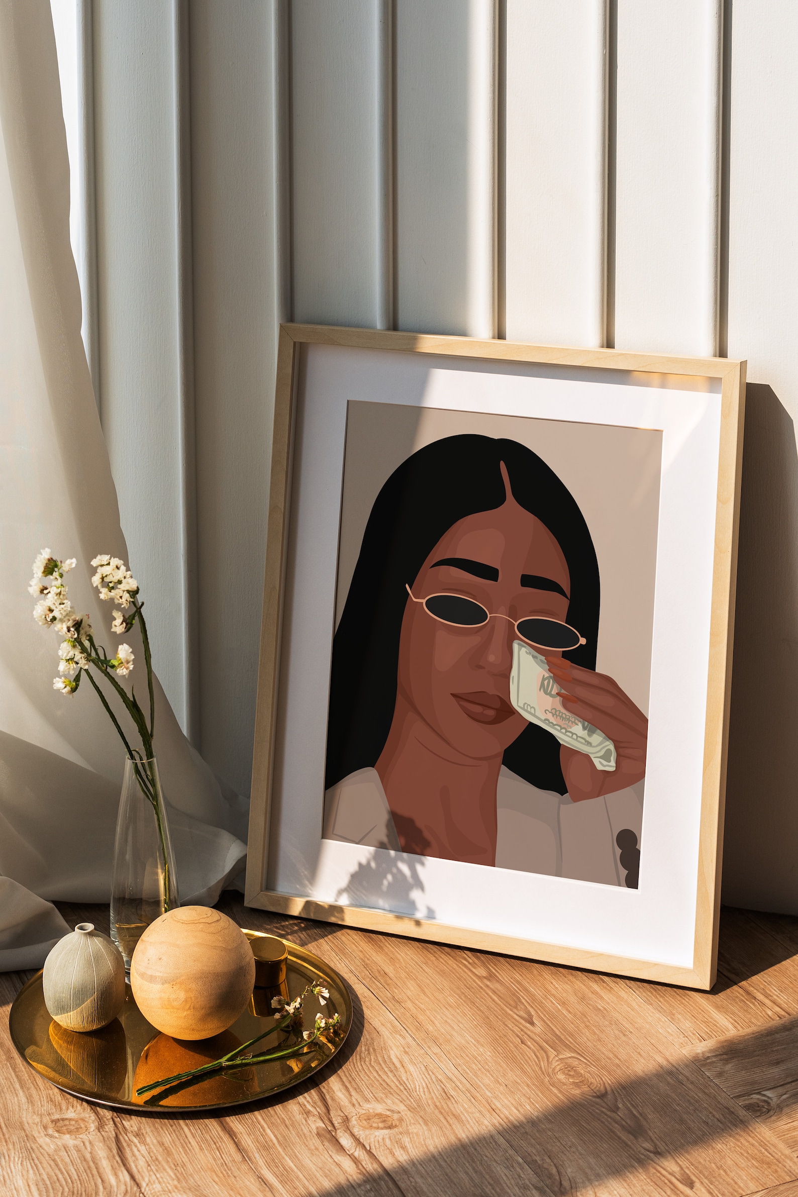 Woman Portrait Art Black Girl Art Funny Art Girl Money Art Etsy