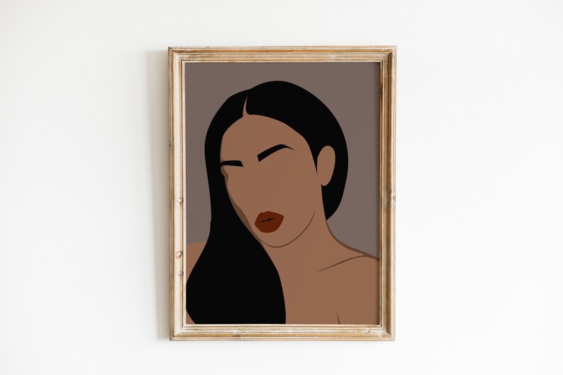 Black Girl Long Hair Modern Mid Century Art Boho Woman Art African American Art Black Girl Illustration Black Woman Art Black Girl Art