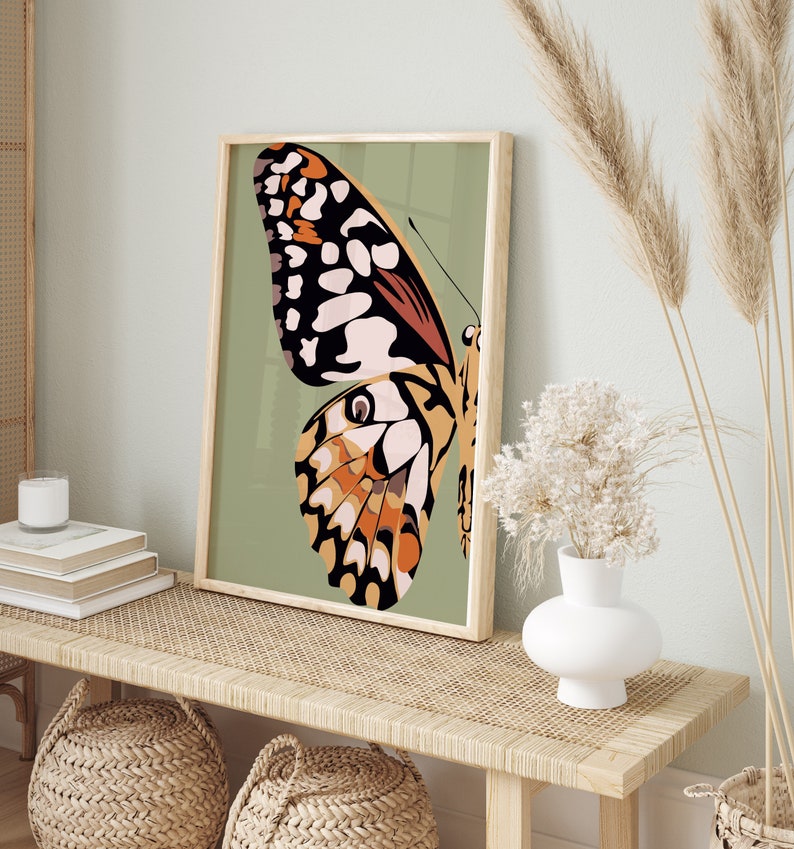 Boho Butterfly Art, Abstract Art, Printable Wall Art, Digital Print, Room Decor, Nursery Art image 3