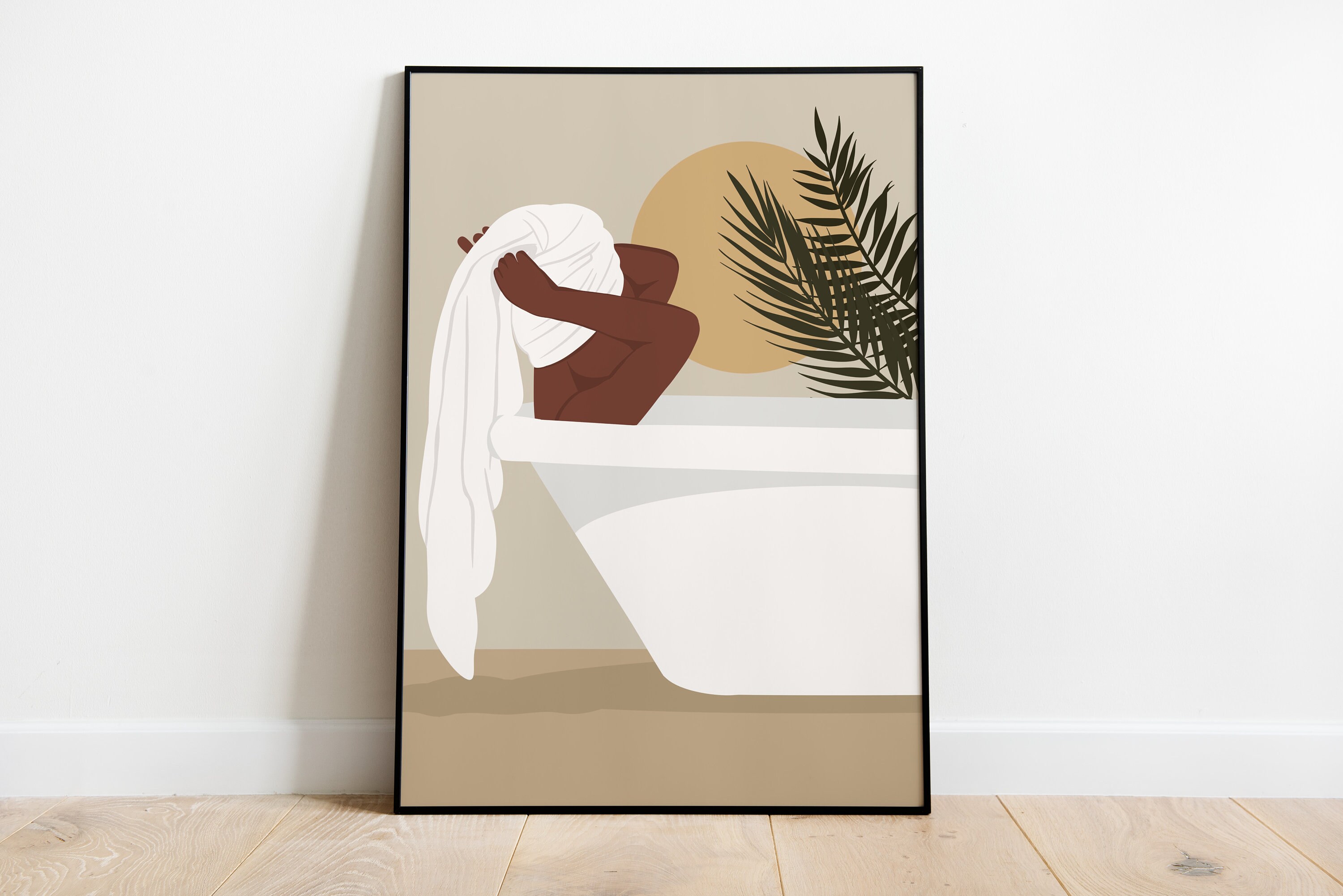 Bathroom Art, Girl Bathtub Print, African American Art, Black Girl Poster, Bathroom Wall Deco, Boho Art, Black Wall Art, Abstract Female Art