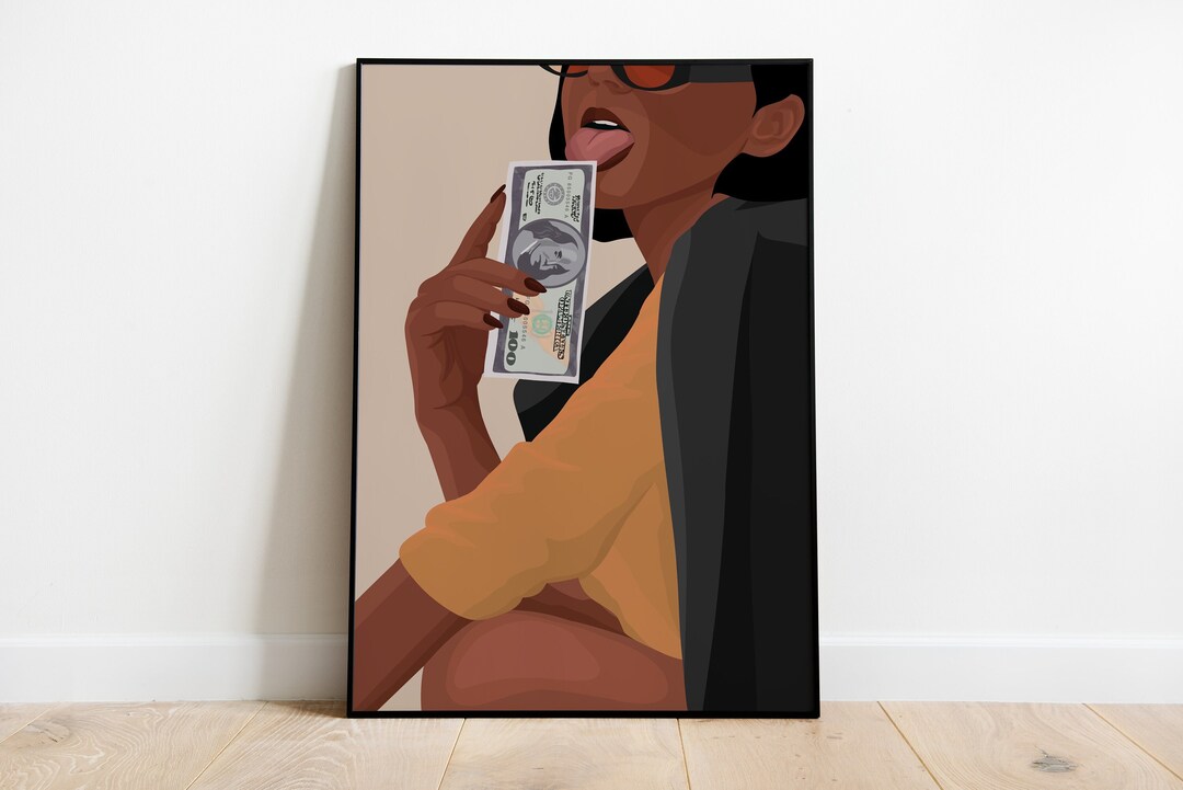 Woman Portrait Art Black Girl Art Funny Art Girl Money Art Etsy