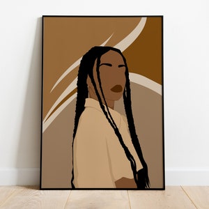 Black Girl Portrait Art, Quotes Wall Art, Self Love, Set Of 2 Girl Art, Boho Woman Art Set, Motivational Art, Braids Girl Print, African Art image 8