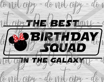 The Best Birthday Squad in the Galaxy with Bow - Birthday Squad - Galaxy Birthday - PNG - Digital download - Instant download