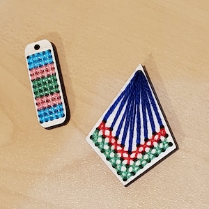 SVG Cut File for Necklace Pendants and Earrings - cut and add your own thread-cross-stitch - 6 Unique Designs - INSTANT DOWNLOAD