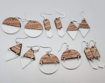 Geometric Earrings SVG Laser Cut File – Walnut and Acrylic
