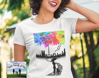 Paris T-shirt, Eiffel Tower T-Shirt, Paris Tees, Paris Skyline, Gift For Her Paris, Travel Clothing T-Shirt, Women's Paris T-Shirt, France
