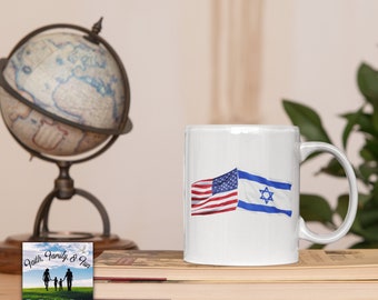 Israel, USA, Messianic Judaism, Rabbi gift, America stands with Israel, Coffee lover, Jewish gift, I love, inspirational, Christian, bible