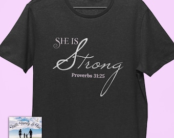 Sie ist stark, Sprüche, christliches Shirt, christliches T-Shirt, Jesus Shirt, Schrift Shirt, Yoga Shirt, Workout Shirt, Bibel Vers, Inspiration