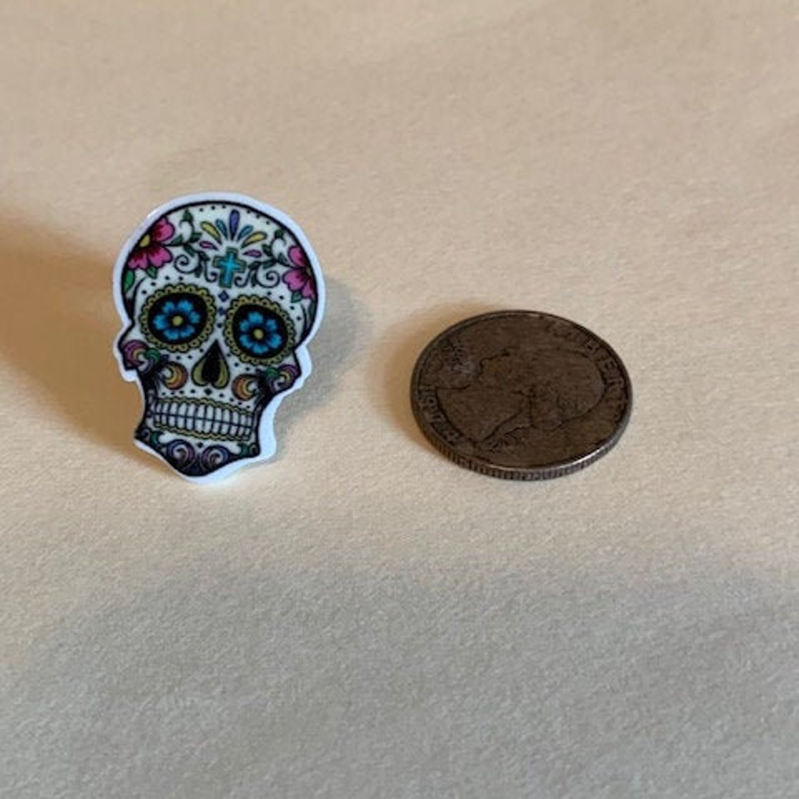 Sugar Skull Ring With Cross on Forehead adjustable - Etsy