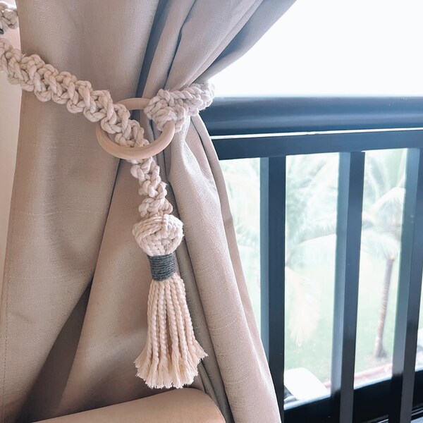 macrame curtain tie back pattern