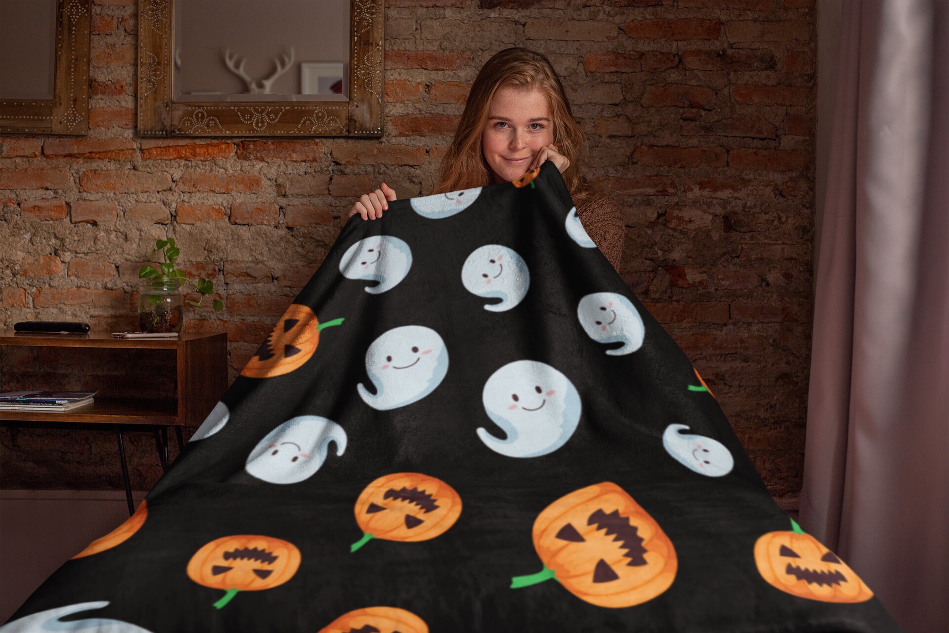 Cute Ghost Halloween Blanket Fabric Comfy Warm Blanket Throw Etsy