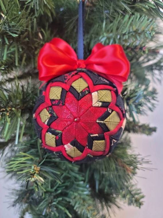 Black and Red No Sew Quilted Ornament Holiday Ornament Rood - Etsy