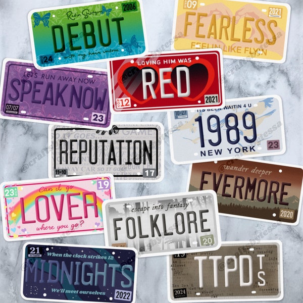 Eras License Plates Sticker Collection