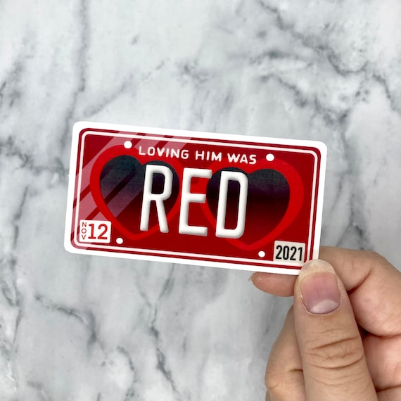 Red License Plate Sticker Etsy