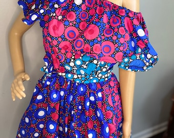 ANKARA MIDI DRESS - Off Shoulder Dress - Ankara Summer Dress - Women Midi Dress - Ankara Wax Dress - African Clothing