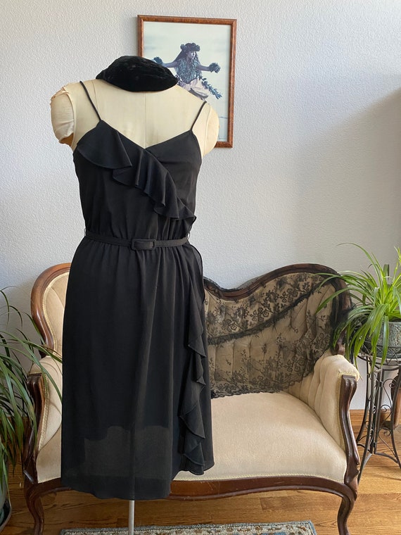 70s Small Little Black Party Dress - image 2