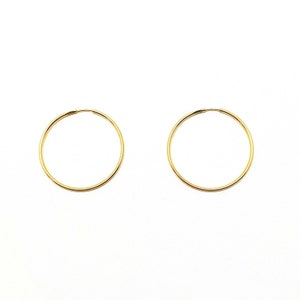 Äkta 9 karat guld 18 mm släta rörformade Sleeper-örhängen 1 mm breda