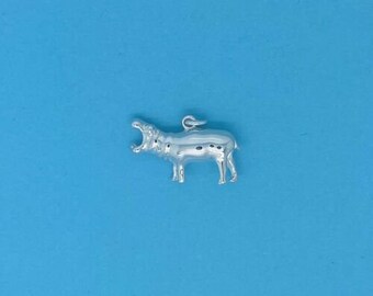Genuine 925 Solid Sterling Silver Howling Hippo / Hippopotamus Charm