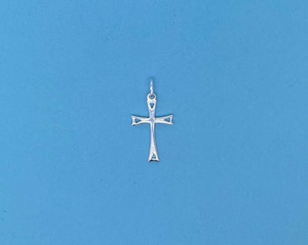 Genuine 925 Sterling Silver Small Jesus Christ Cross Pendant With Cut Out Edges