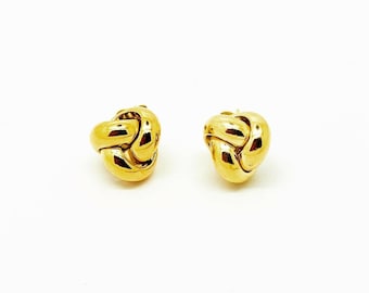 Pendientes de botón con triple nudo en oro auténtico de 9 quilates
