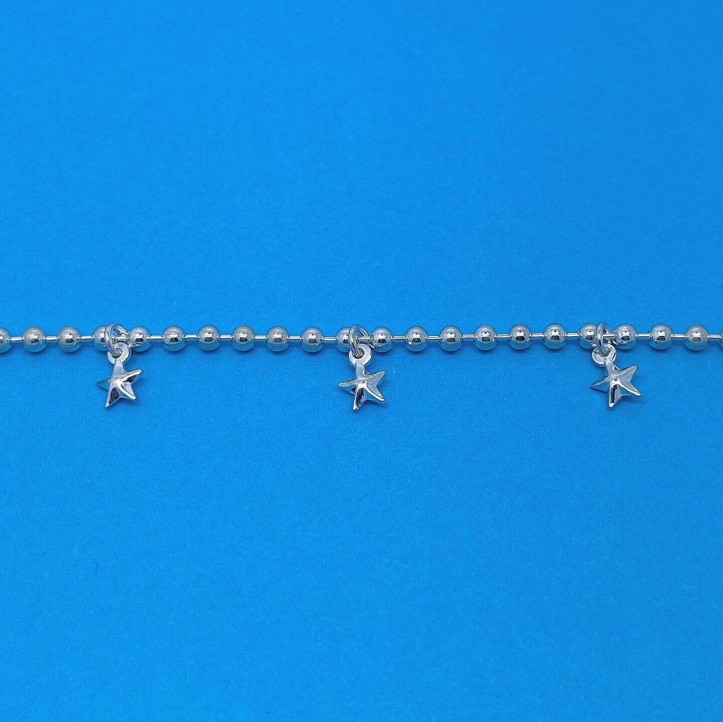 本物の刻印入り 925 スターリングシルバー 9 インチ 3 mm ビーズ